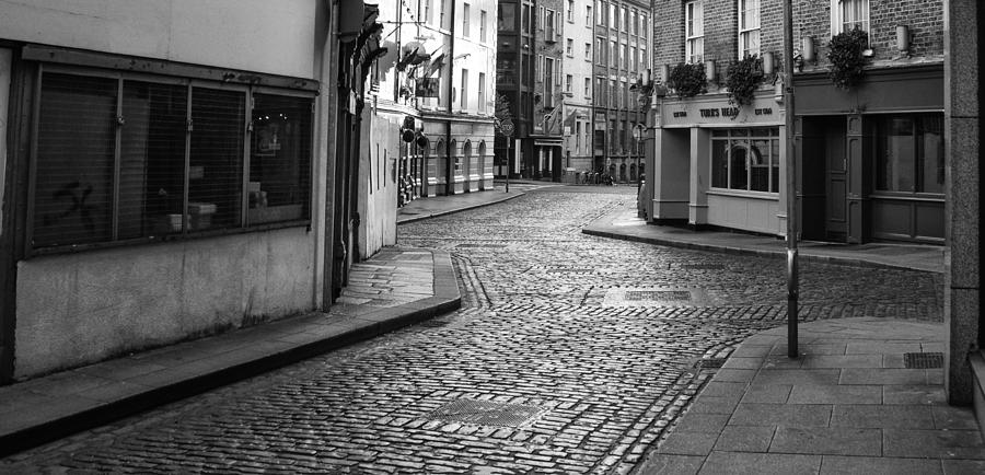 Essex Street Dublin Ireland in Black and White Photograph by Bill Cannon
