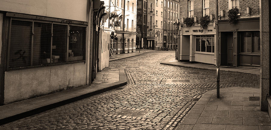 Essex Street Dublin Ireland in Sepia Photograph by Bill Cannon
