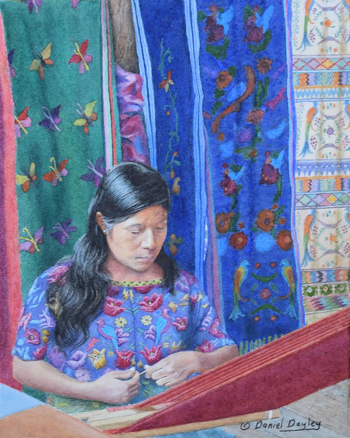 Estela la tejedora  Painting by Daniel Dayley