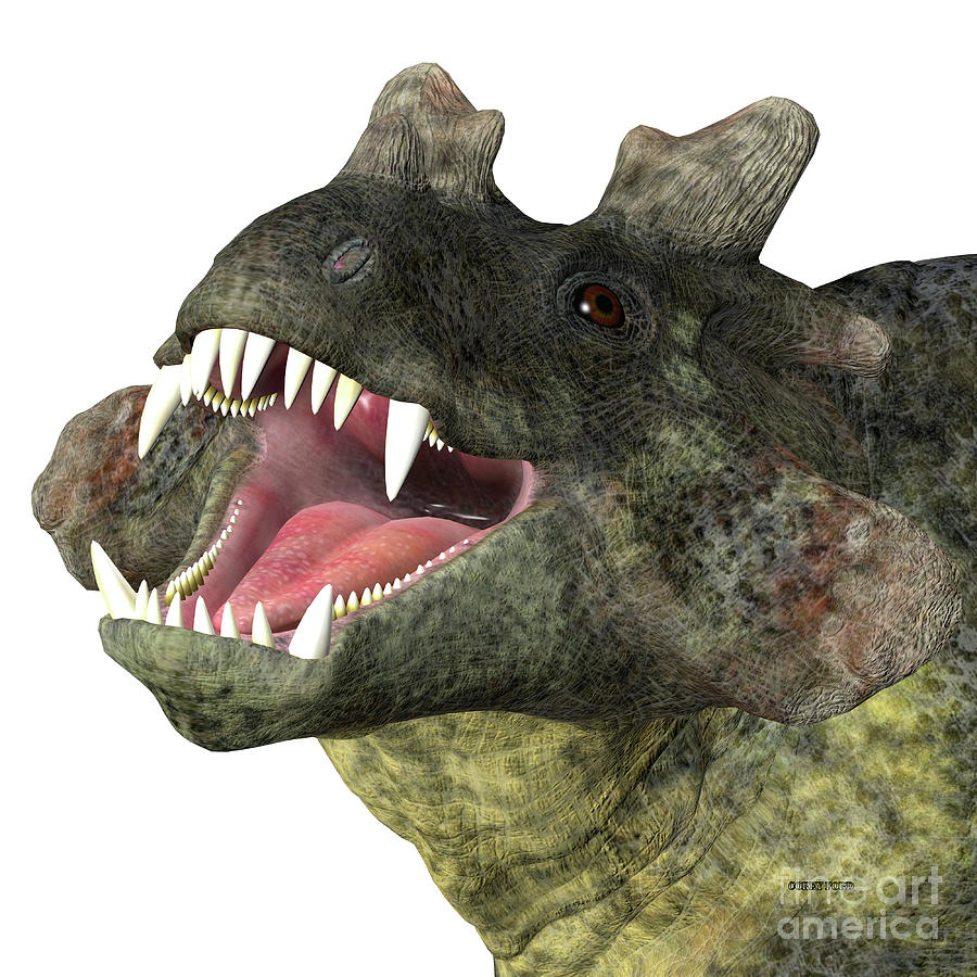 Estemmenosuchus mirabilis Dinosaur Head Digital Art by Corey Ford