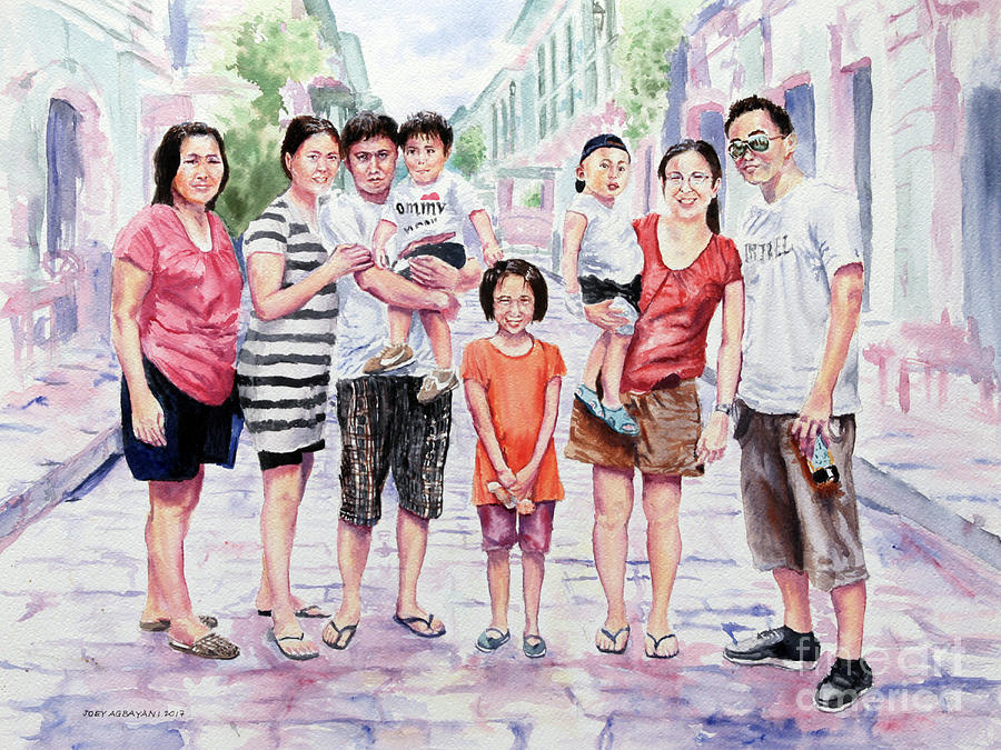 Portrait Painting - Estepa Family Portrait by Joey Agbayani