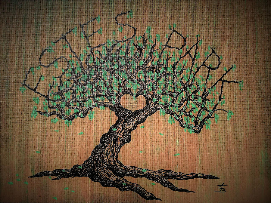 Estes Park Love Tree Drawing by Aaron Bombalicki