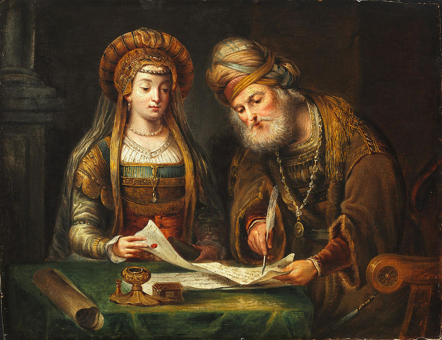Esther and Mordecai Painting by After Aert de Gelder