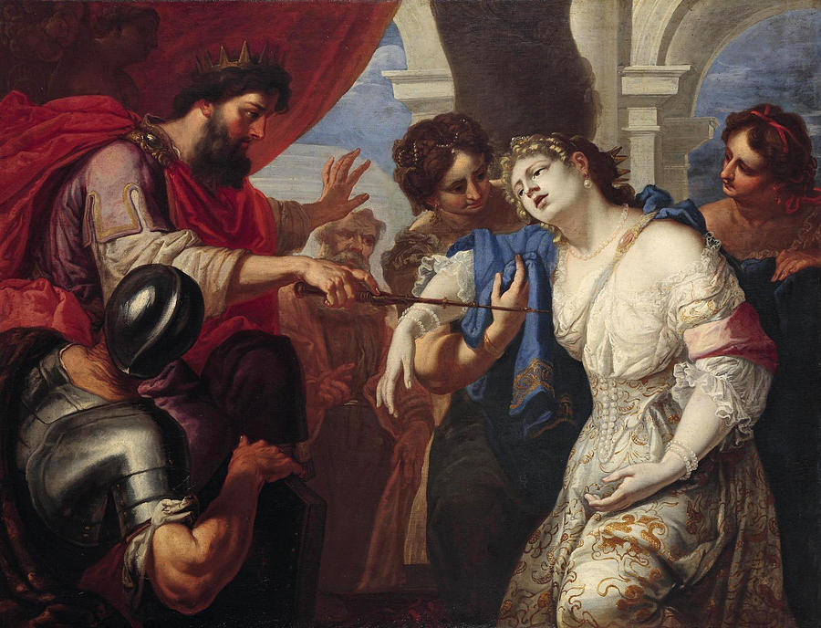 Esther before Ahasuerus Painting by Antonio Molinari and Workshop