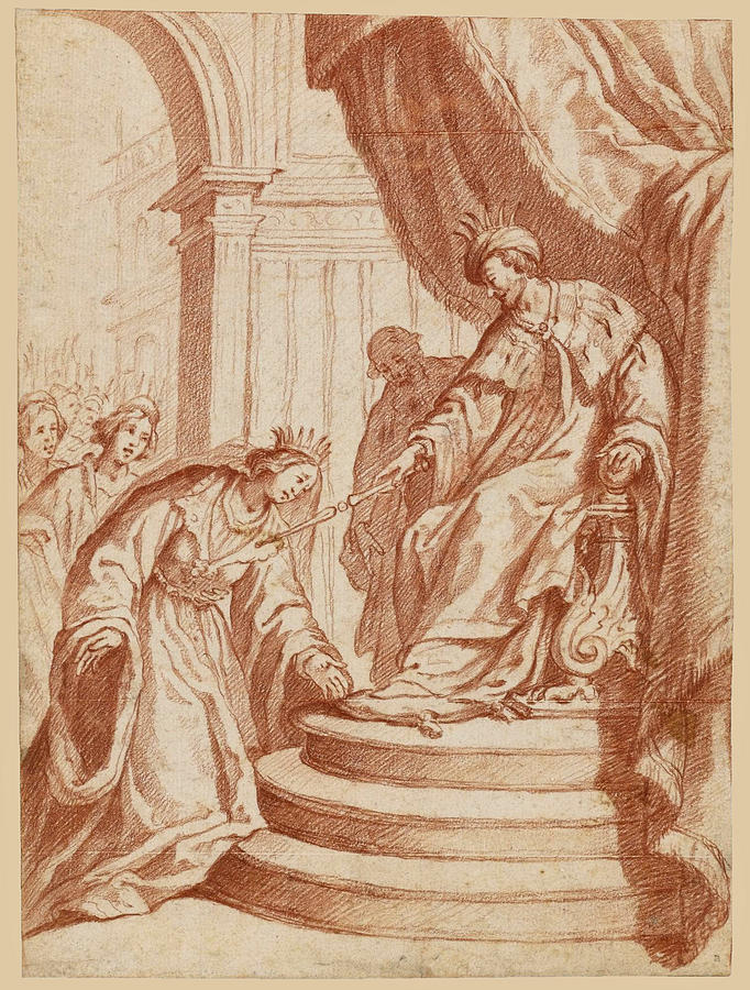 Esther before Ahasuerus Drawing by Matteo Rosselli