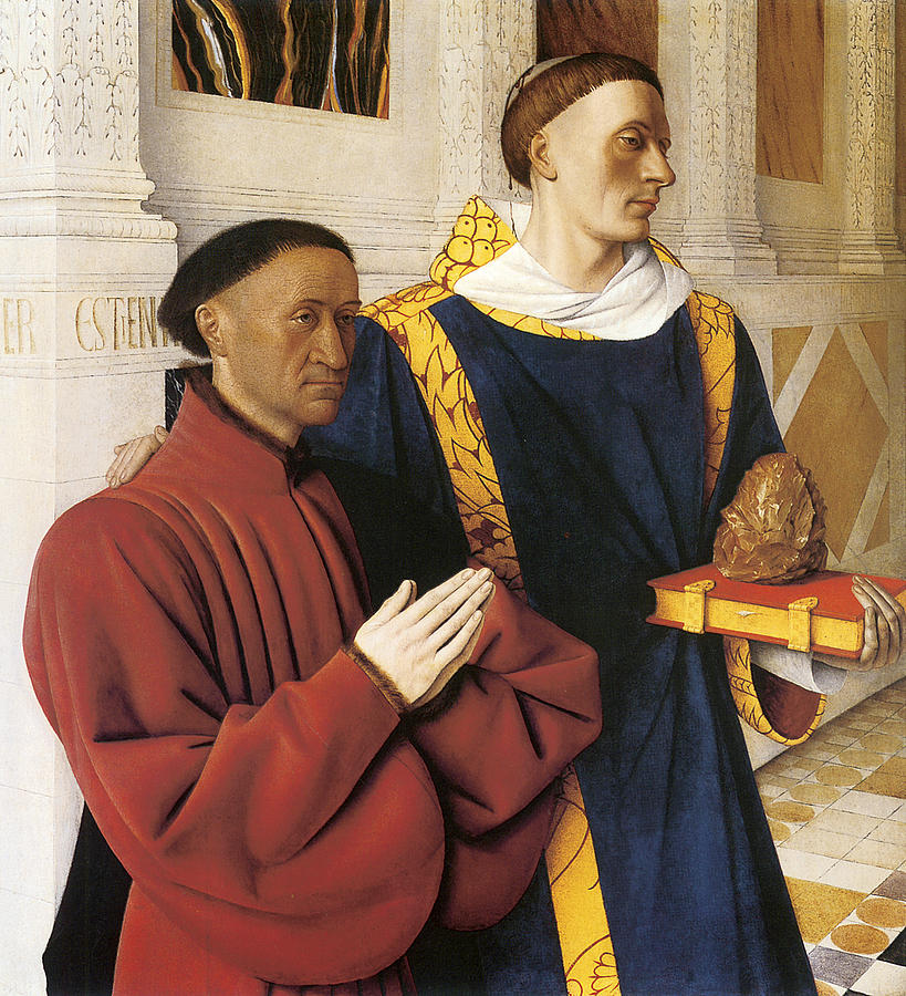 Estienne Chevalier with St. Stephen Painting by Jean Fouquet