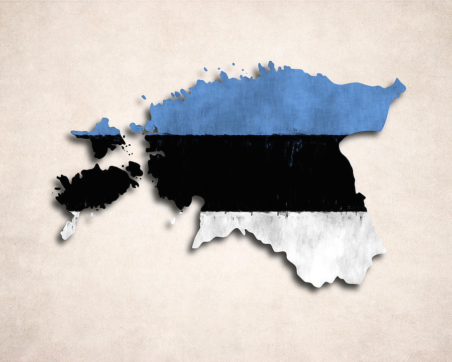 Estonia Digital Art - Estonia map art with flag design by World Art Prints And Designs