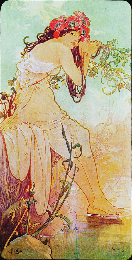 Fall Painting - Ete summer by Alphonse Mucha