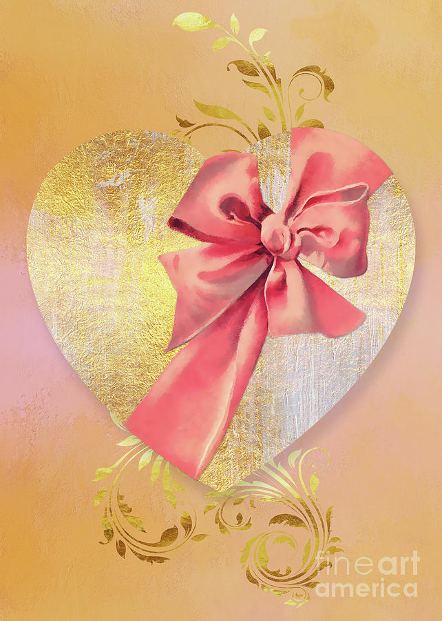 Eternal Heart, wrapped in a bow, Valentines Day art Painting by Tina Lavoie