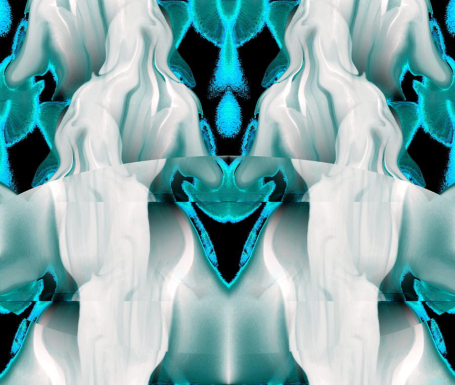 Sign Digital Art - Ethereal Gemini Twins with Jewels by Abstract Angel Artist Stephen K