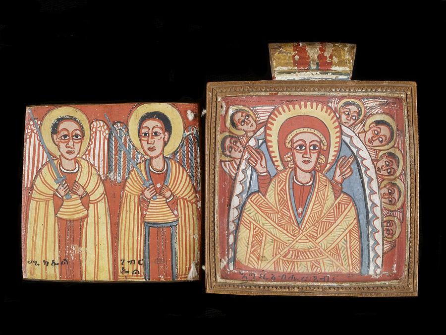 Ethiopian Diptych with Mary at Dabra Metmaq and Saints Painting by Unknown