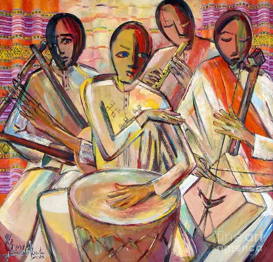 Instrument Painting - Ethiopian Instrument by Yoseph Abate