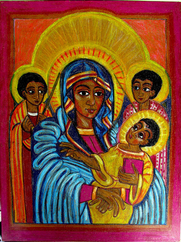 Ethiopian Madonna and Child Jesus Painting by Sarah Hornsby