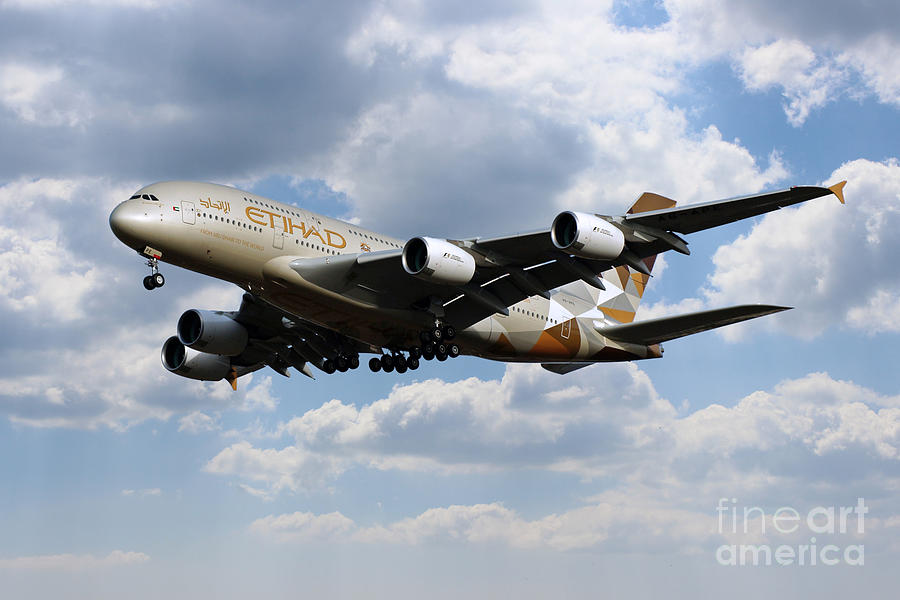 Etihad Airbus A380 Digital Art by Airpower Art