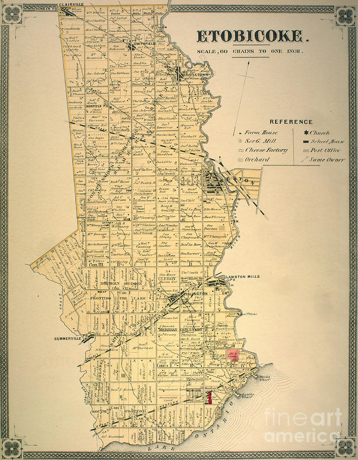 Etobicoke Map 1878 Painting by Celestial Images - Pixels