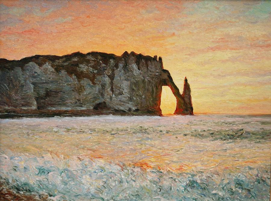 Etretat, Sunset  Painting by Pierre Dijk