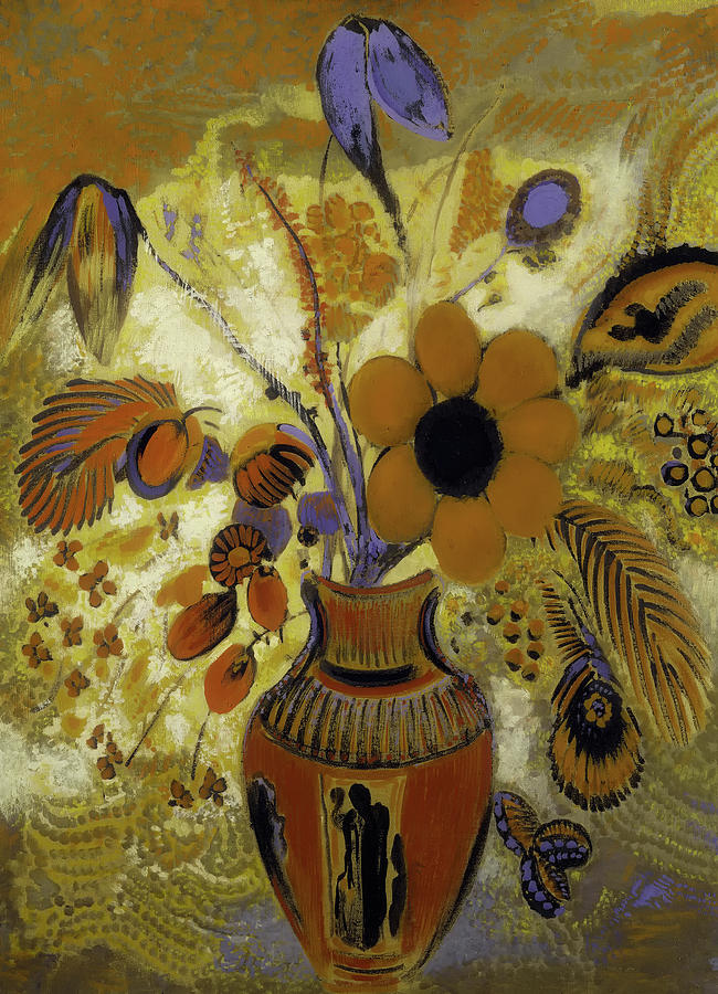 Etrusian Vase With Flowers Painting by Mountain Dreams