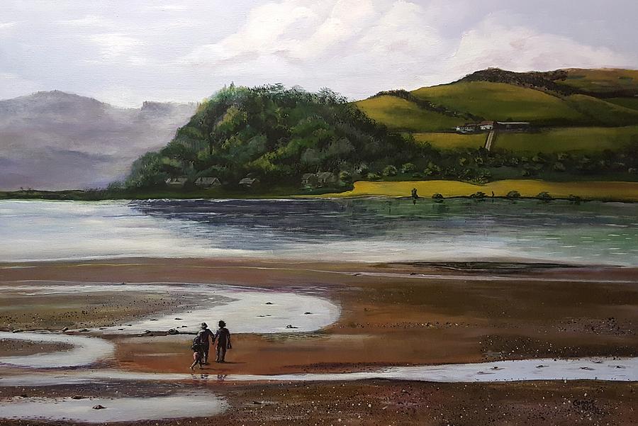 A Walk along the Bay Painting by Connie Rish