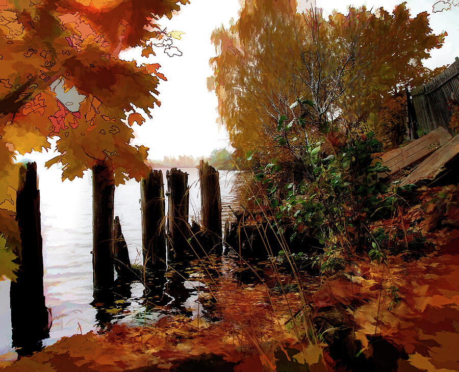 Autumnal Etude By The River Latvia  Mixed Media by Aleksandrs Drozdovs