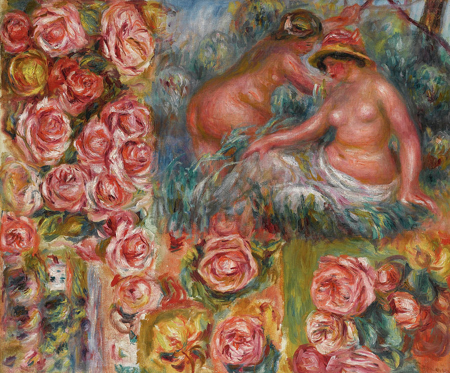 Etude de Nus et de Fleurs Painting by Pierre-Auguste Renoir