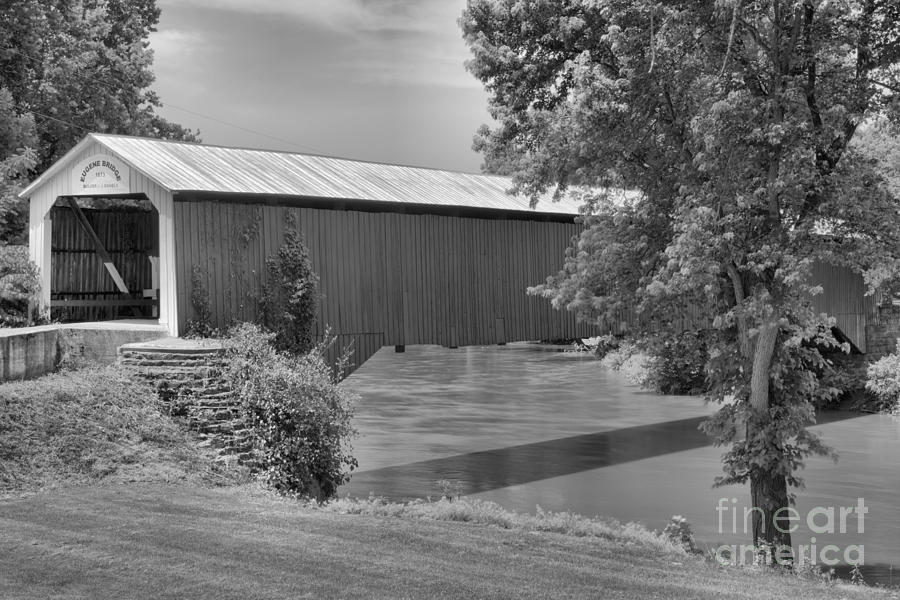 Eugene Covered Bridge Summer Landscape Black And White Photograph by Adam Jewell