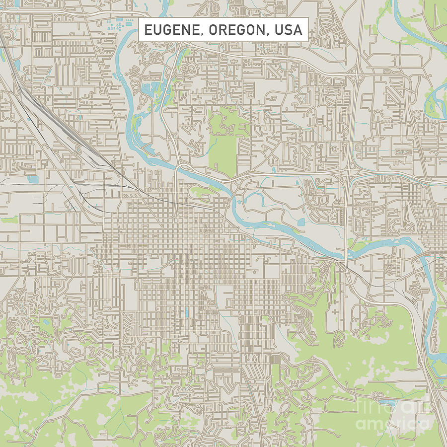 Eugene Digital Art - Eugene Oregon US City Street Map by Frank Ramspott