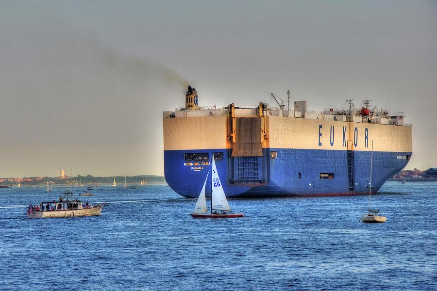 EUKOR Car Carrier Ship - Boston Harbor Photograph by Joann Vitali