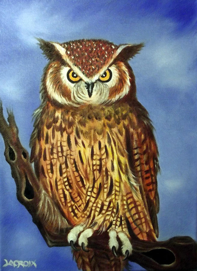 Eurasian Eagle Owl Painting by Jacqueline LaCroix - Fine Art America