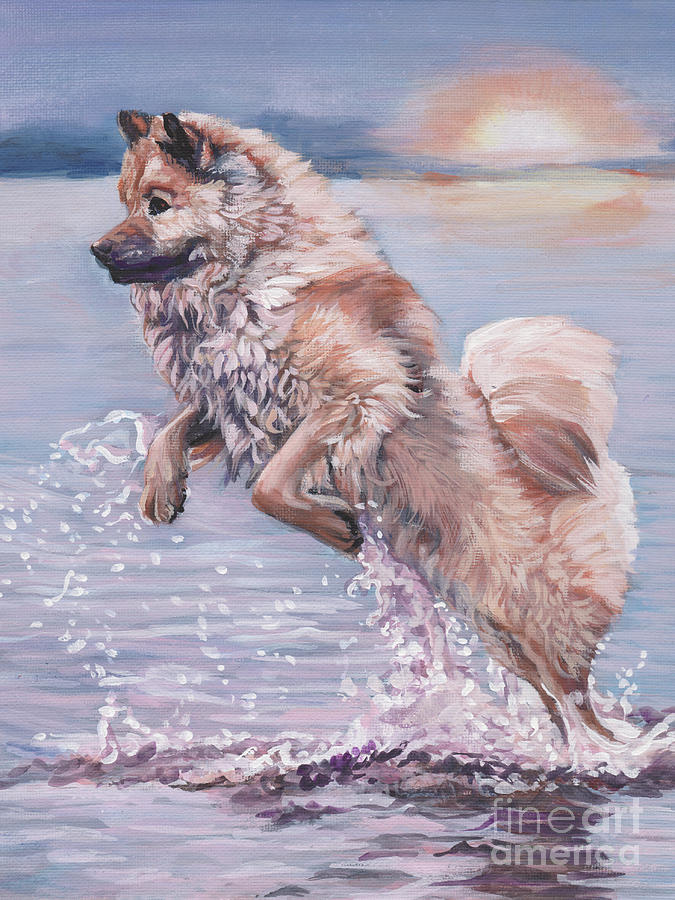 Eurasier in the Sea Painting by Lee Ann Shepard