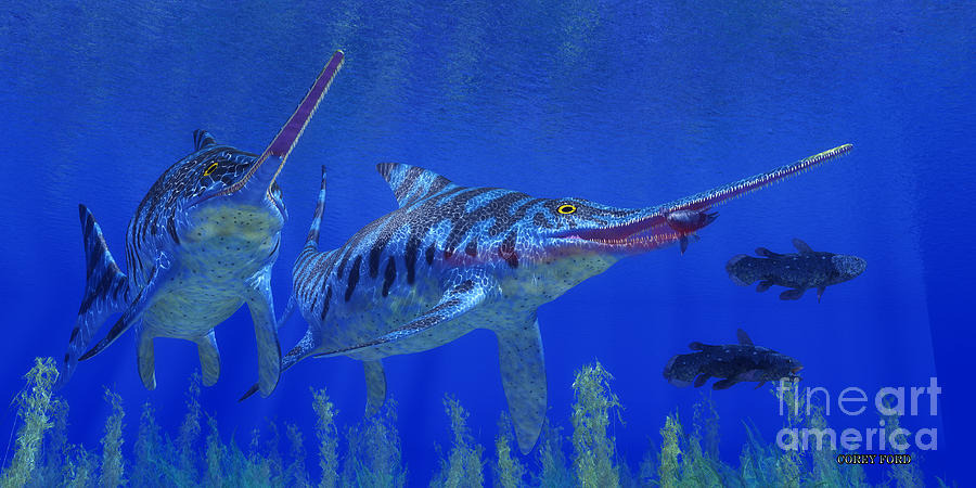 Eurhinosaurus Jurassic Ocean Painting by Corey Ford