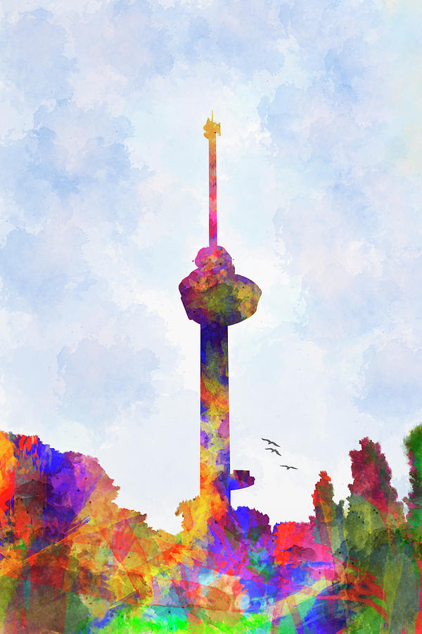 Euromast in watercolor by Adriana Zoon Euromast in watercolor by Adriana Zoon