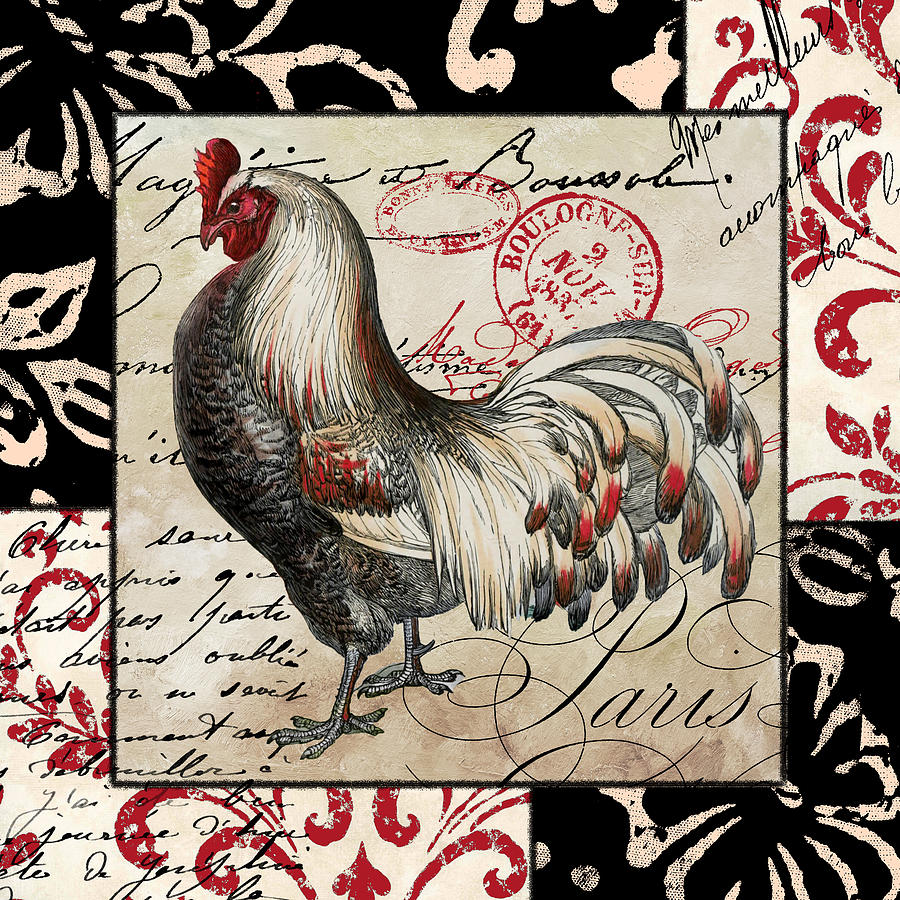 Rooster Painting - Europa Rooster I by Mindy Sommers