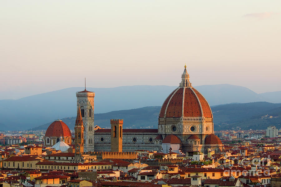 Europe Florence Duomo At Sunrise Over City Photograph