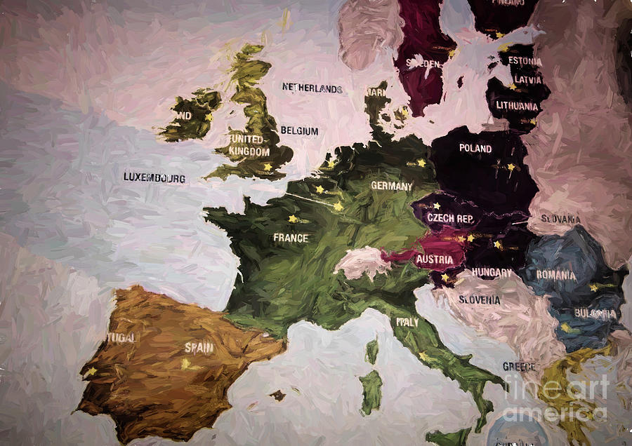 Europe Map II Paint  Photograph by Chuck Kuhn