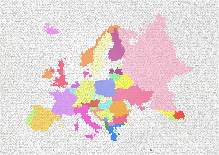 Abstract Photograph - Europe map on stained glass by Setsiri Silapasuwanchai