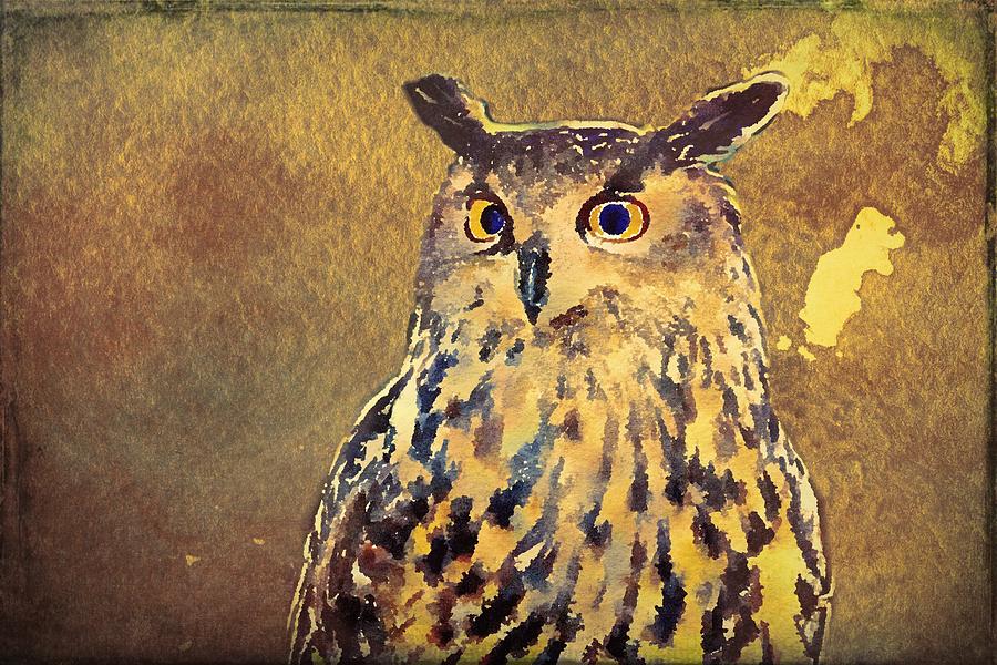 European Eagle Owl  Painting by Modern Art