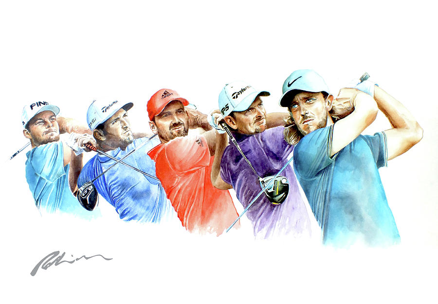 Race To Dubai Painting - European Golf Champions Race 2017 by Mark Robinson Race To Dubai Painting - European Golf Champions Race 2017 by Mark Robinson