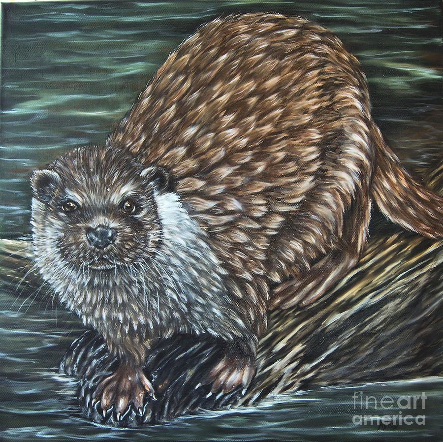 European Otter Oil Painting Painting by Avril Brand - Fine Art America