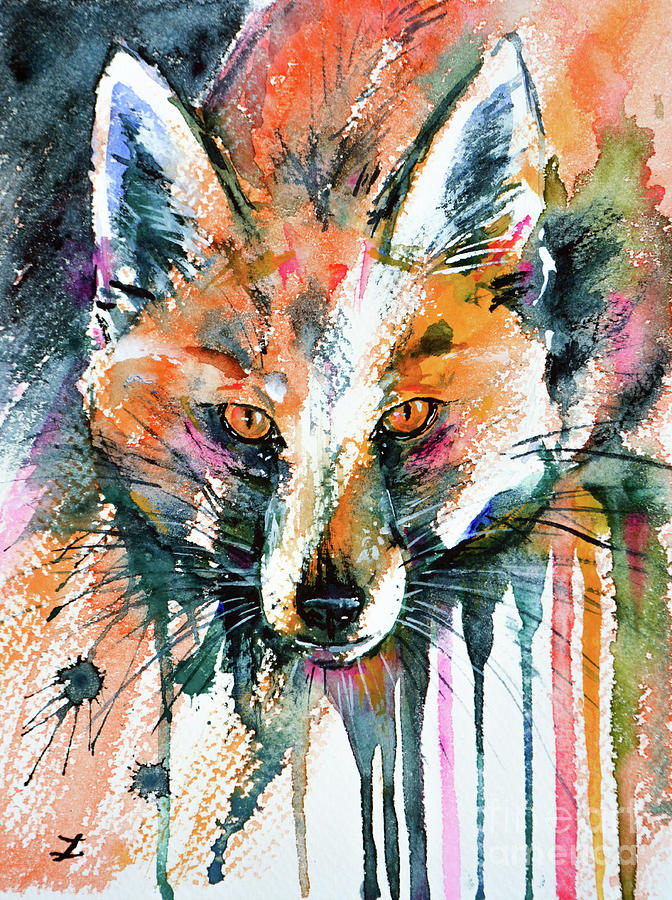 European Red Fox Painting by Zaira Dzhaubaeva