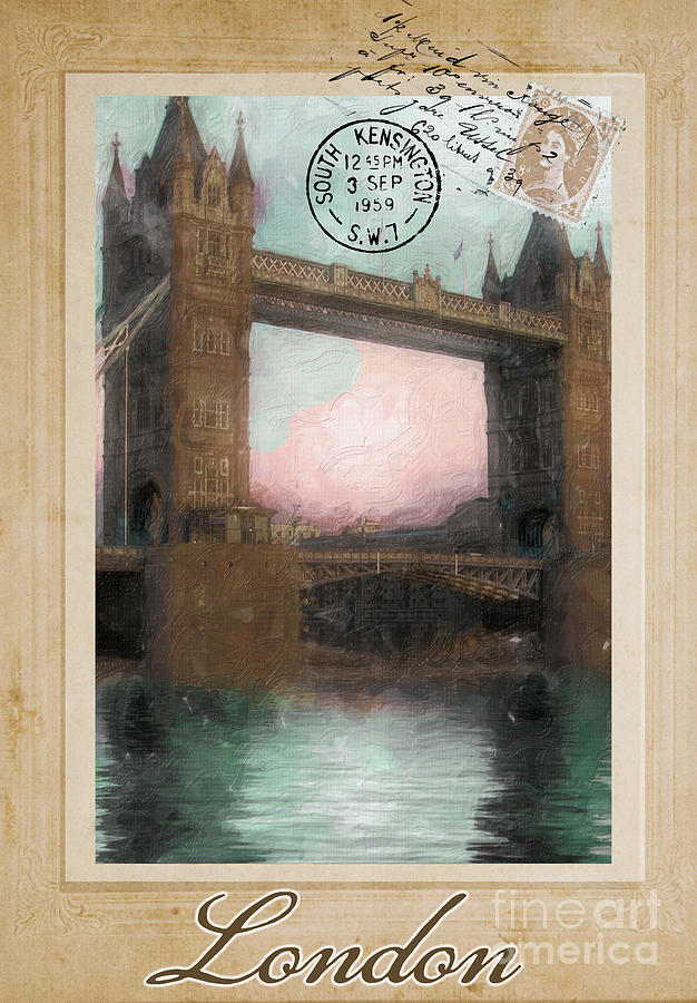 Carte Postale Painting - European Vacation Postcard London by Mindy Sommers