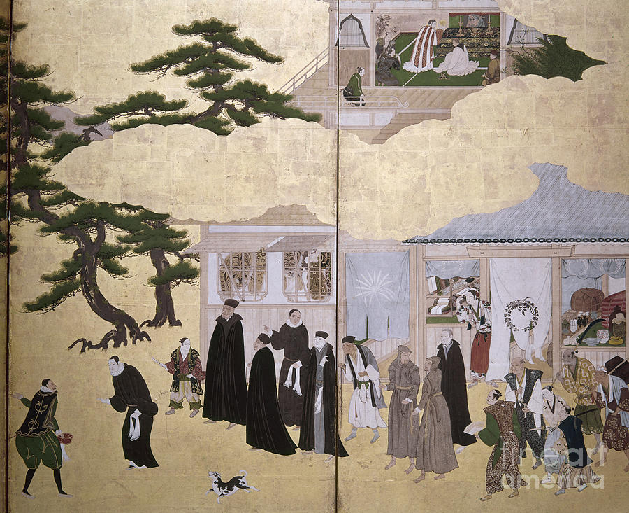EUROPEANS IN JAPAN, c1600 Painting by Granger