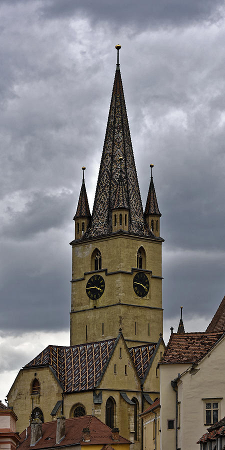 Ancient Photograph - Evangelical Cathrdral Sibiu Romania tower clock by Adrian Bud Ancient Photograph - Evangelical Cathrdral Sibiu Romania tower clock by Adrian Bud