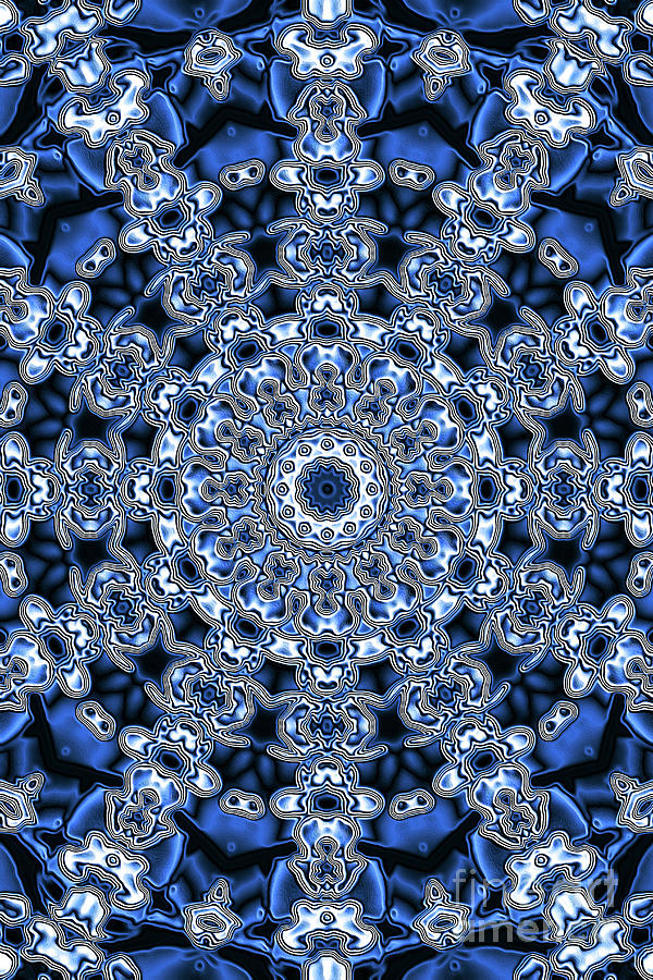 Evans Cherry Blue Star Kaleidoscope Digital Art by Donna L Munro