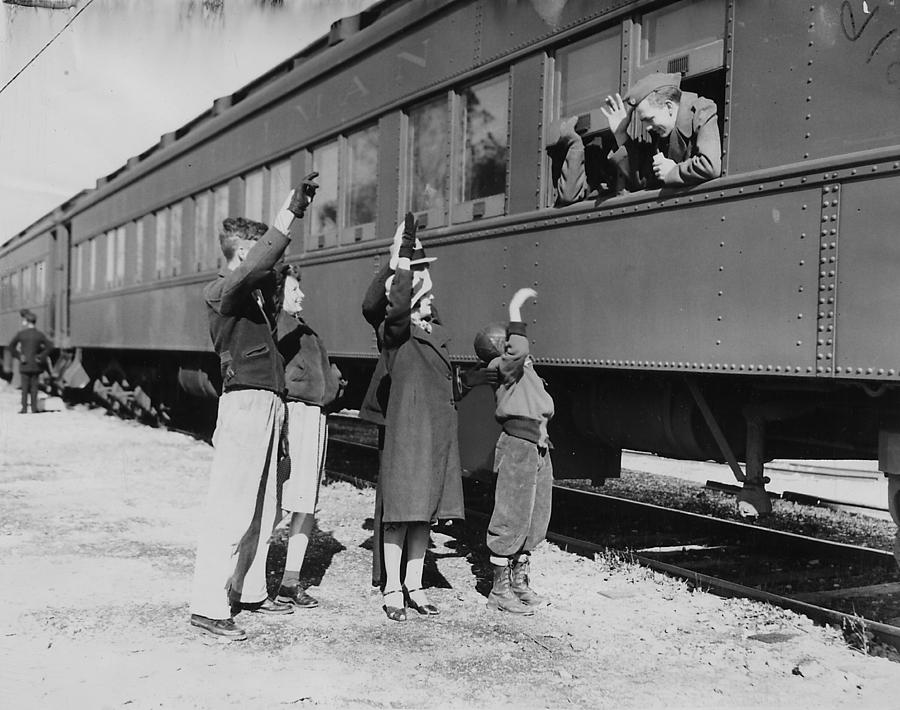 Evansen Family Waves Goodbye to Son - 1939 Photograph by Chicago and North Western Historical Society