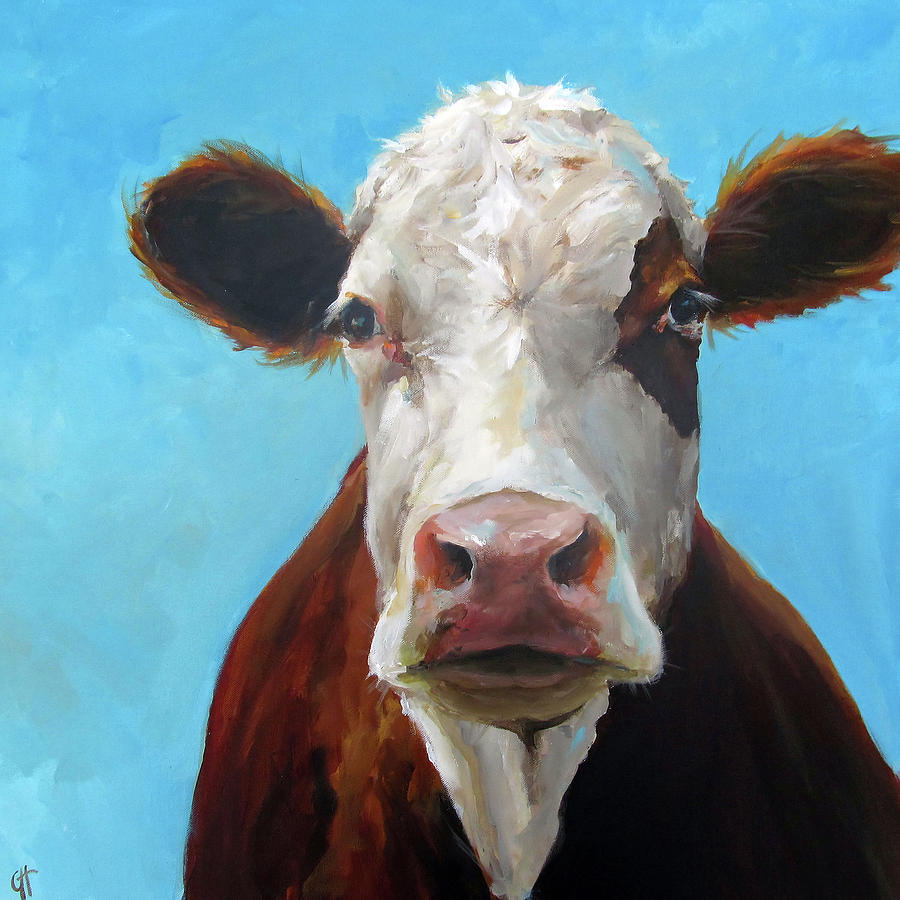 Cow Painting - Evelyn by Cari Humphry