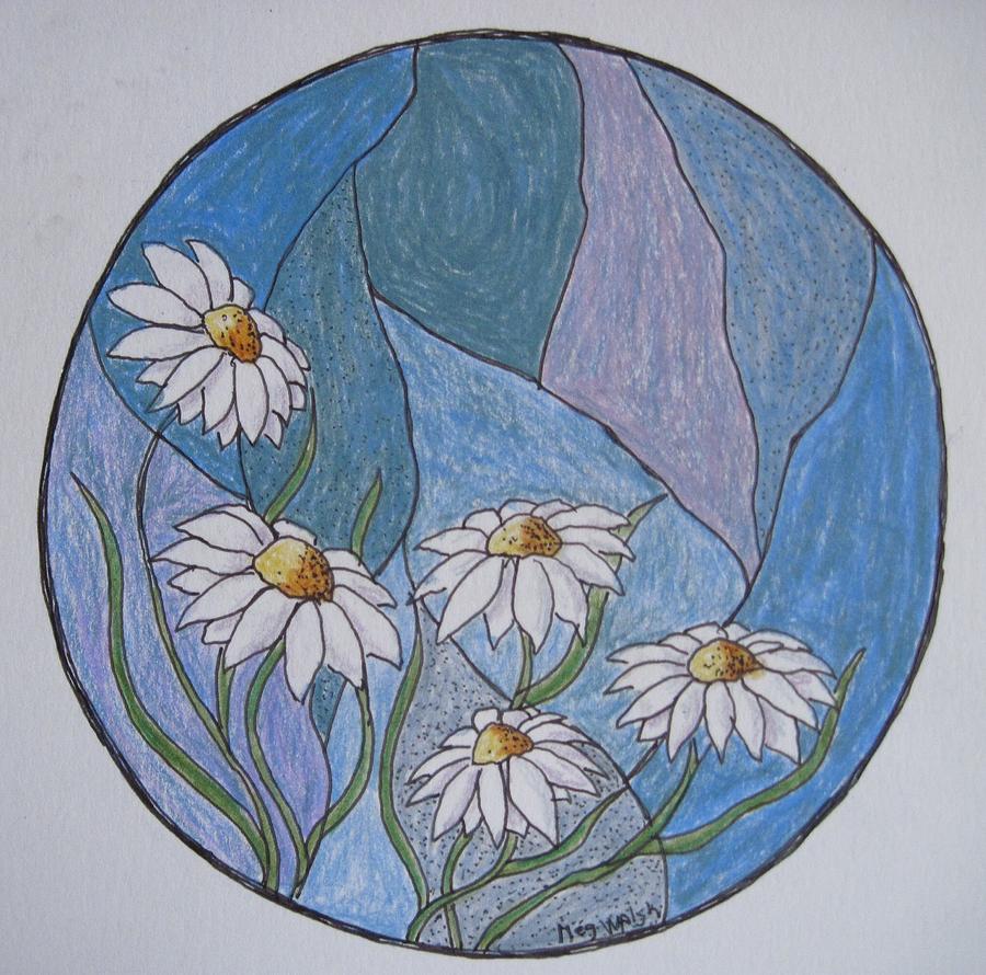 Even daisies get the blues Drawing by Megan Walsh