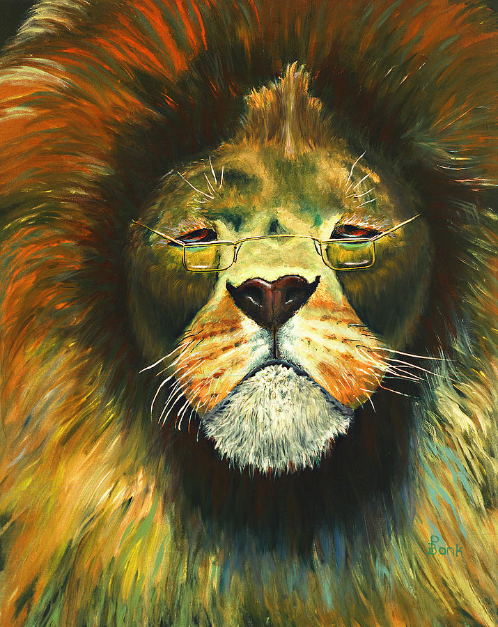 Lion Painting - Even Lions Get Old by Peter Bonk Lion Painting - Even Lions Get Old by Peter Bonk