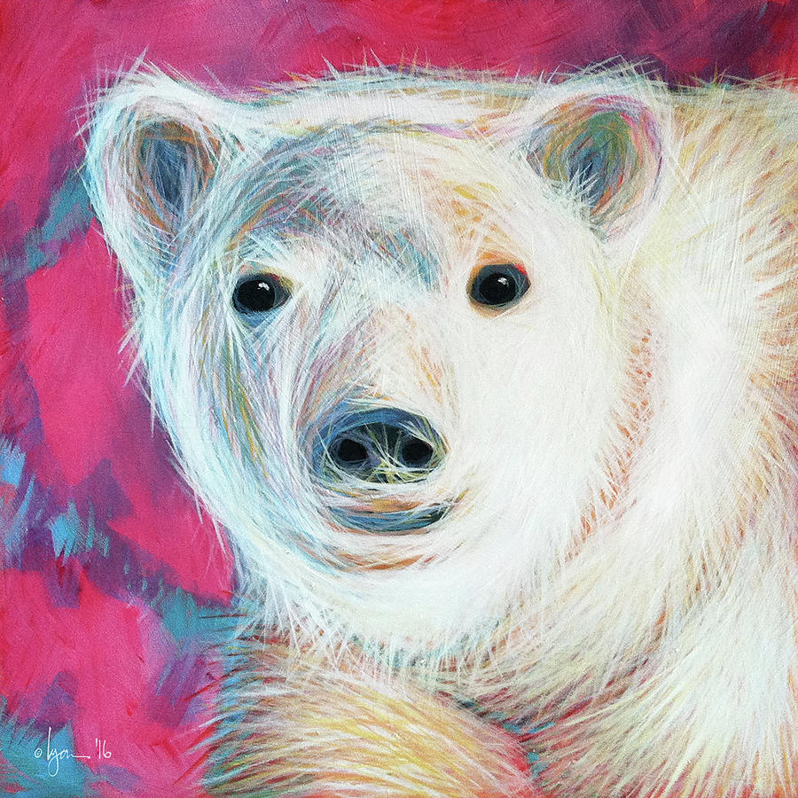 Bear Painting - Even Polar Bears Love Pink by Angela Treat Lyon