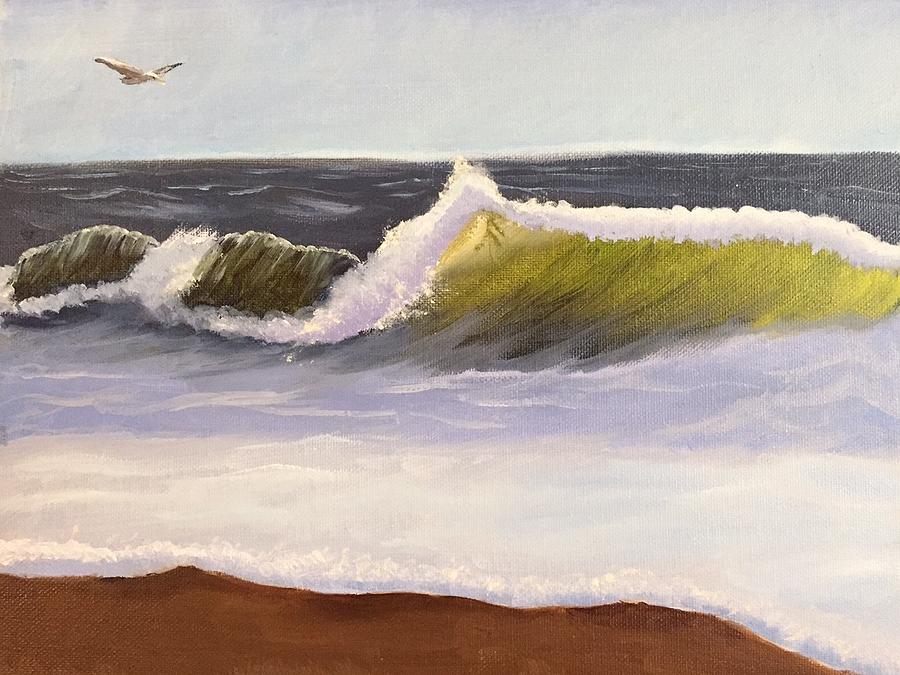 Landscape Painting - Even the mightiest waves crash by Ramya Sundararajan Landscape Painting - Even the mightiest waves crash by Ramya Sundararajan