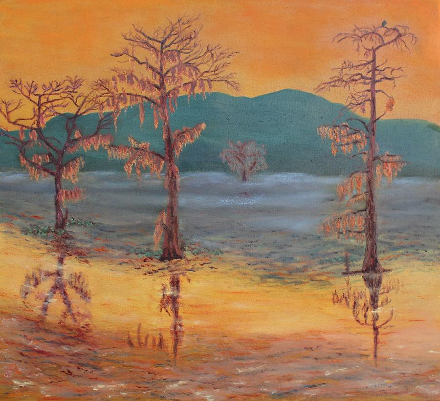 Evening on Caddo Lake Painting by Vera Smith